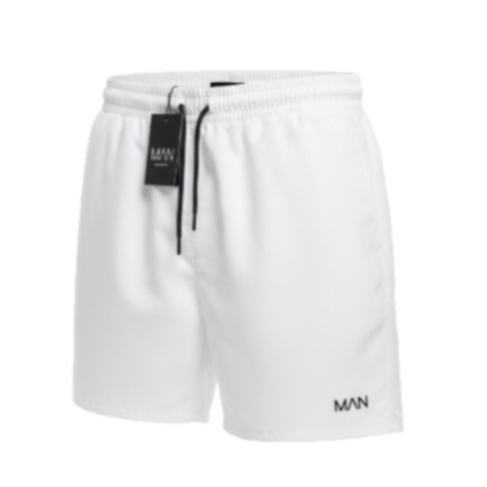 BoohooMAN Signature Swim Shorts Mens L White Mesh Lined Drawstring NWT